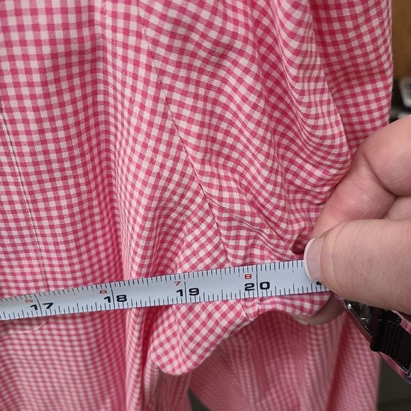 Lands End Pink Checkard Dress Shirt 16 neck - Picture 4 of 6